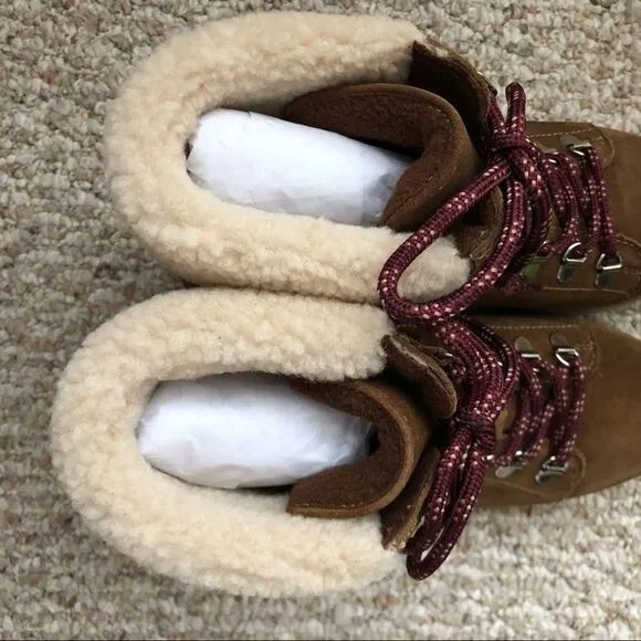 Sam Edelman Franc Lace Up Hiker Boots Size 7.5 Platform Shearling NEW Gorpcore