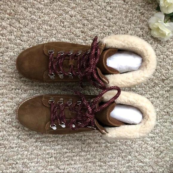 Sam Edelman Franc Lace Up Hiker Boots Size 7.5 Platform Shearling NEW Gorpcore