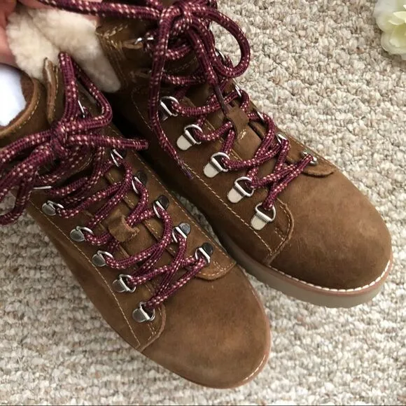 Sam Edelman Franc Lace Up Hiker Boots Size 7.5 Platform Shearling NEW Gorpcore