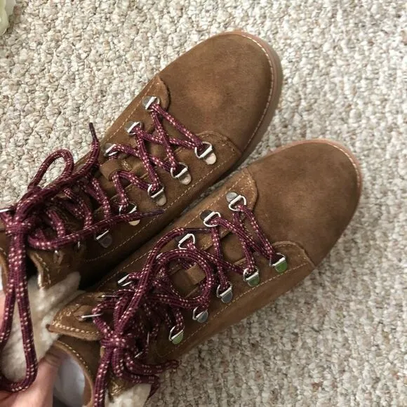 Sam Edelman Franc Lace Up Hiker Boots Size 8 Platform Shearling NEW Gorpcore