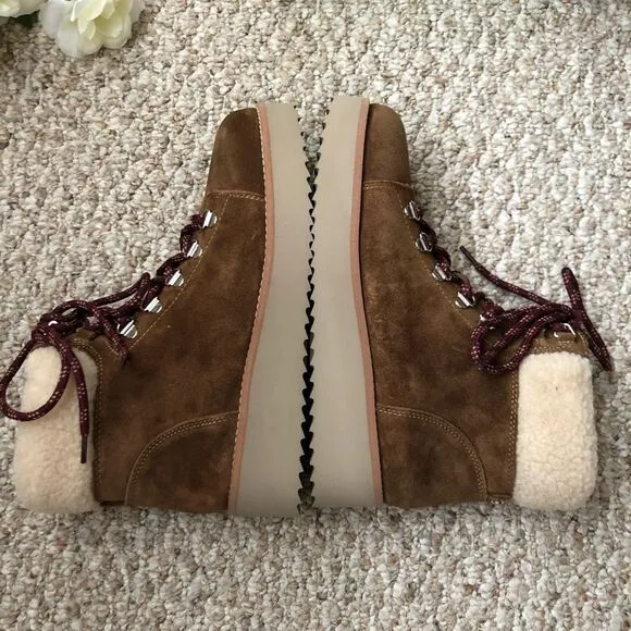 Sam Edelman Franc Lace Up Hiker Boots Size 8 Platform Shearling NEW Gorpcore
