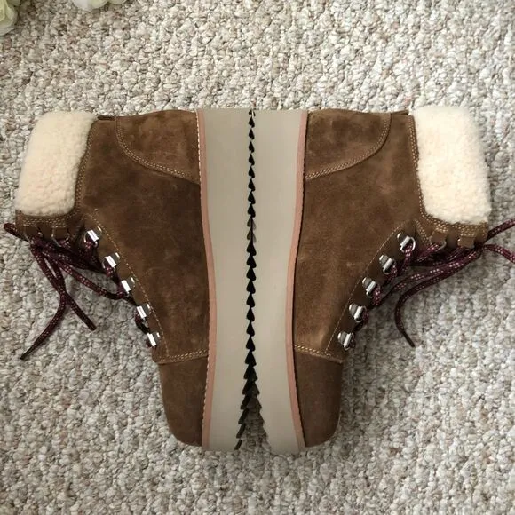 Sam Edelman Franc Lace Up Hiker Boots Size 8 Platform Shearling NEW Gorpcore