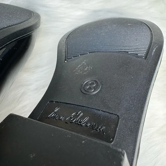 Sam Edelman TINSLEY black patent Chelsea rain snow ankle boots size 8 like new