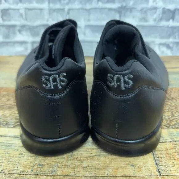 SAS Me Too Black Leather Hook Loop Walking Shoes Womens Size 10 WWW New