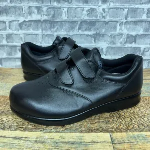 SAS Me Too Black Leather Hook Loop Walking Shoes Womens Size 10 WWW New
