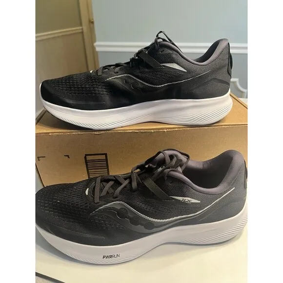 Saucony Ride 15 Black Upper / White Sole Mesh Sneakers Sz 12.5W Running