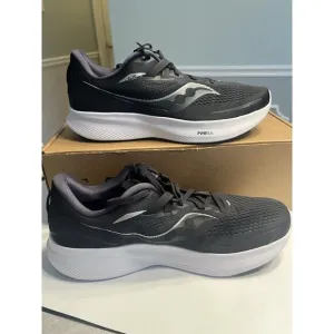 Saucony Ride 15 Black Upper / White Sole Mesh Sneakers Sz 12.5W Running