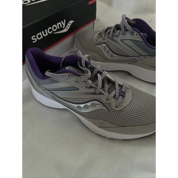 SAUCONY Womens Cohesion 15 Running Walking Shoes Smoke/Grape Pop NIB SIze 10.5