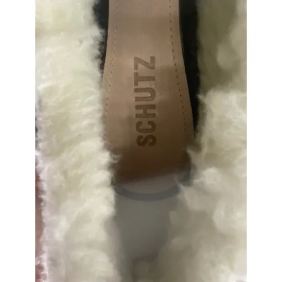 SCHUTZ Lucille Shearling Ankle Hiking Boots Women's Black Size 6B Lace Up Suede