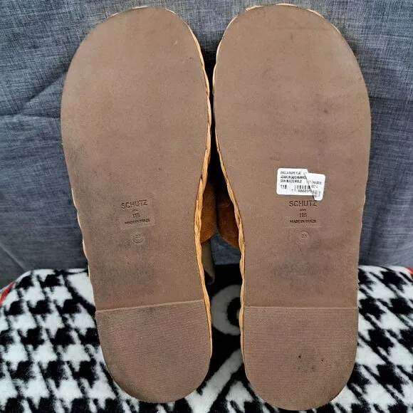 Schutz Sandals Suede Brown Women Size 11B