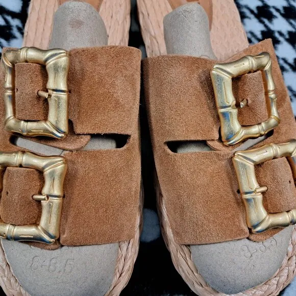 Schutz Sandals Suede Brown Women Size 11B