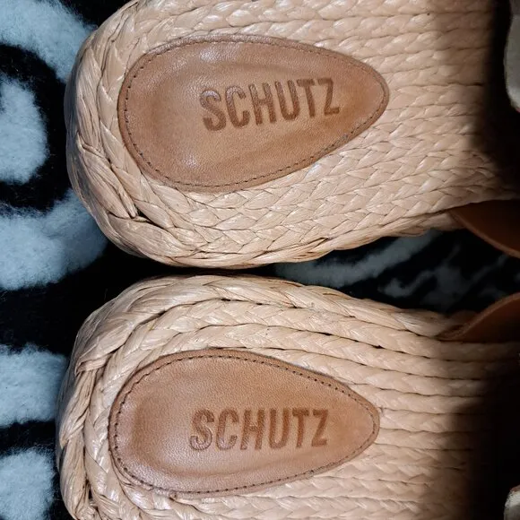 Schutz Sandals Suede Brown Women Size 11B