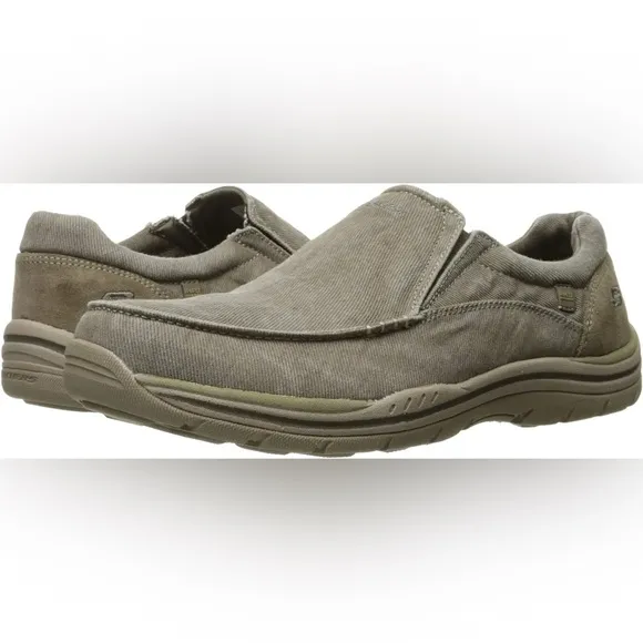 Skechers Expected Avillo Men’s Relaxed Fit Slip On Comfort Shoes Khaki Size 9