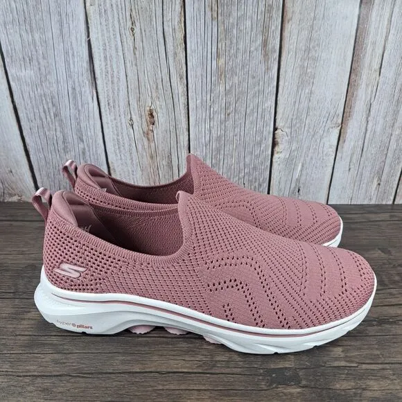 Skechers Go Walk 7 Amina Stretch Slip On Walking Shoes Women's Sz 11 Mauve NWOB