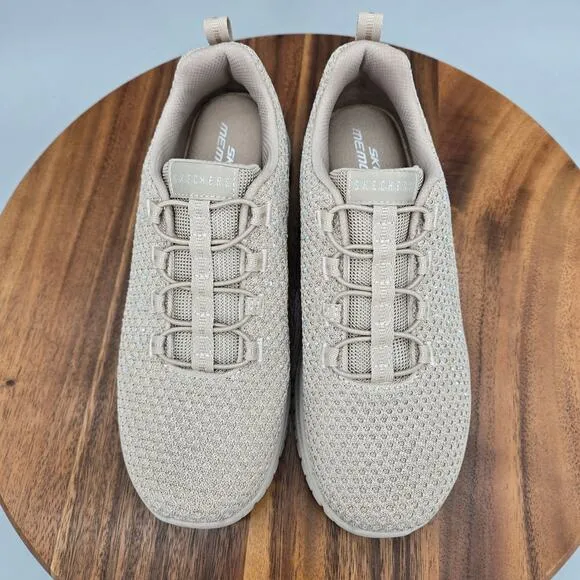 Skechers Shoes Women's 6 Taupe Beige Rhinestones Virtue Slip On Walking Sneakers