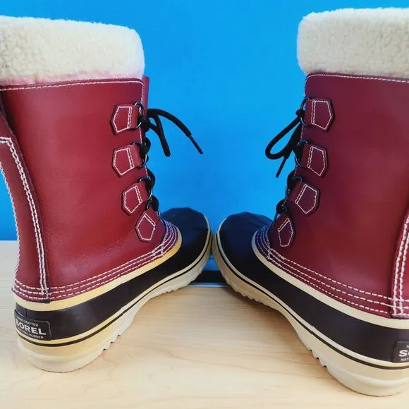 Sorel 1964 Pac Womens Size 7 Snow Boots‎ Red Leather Lined Waterproof lace Boots