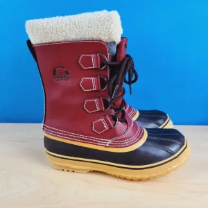 Sorel 1964 Pac Womens Size 7 Snow Boots‎ Red Leather Lined Waterproof lace Boots