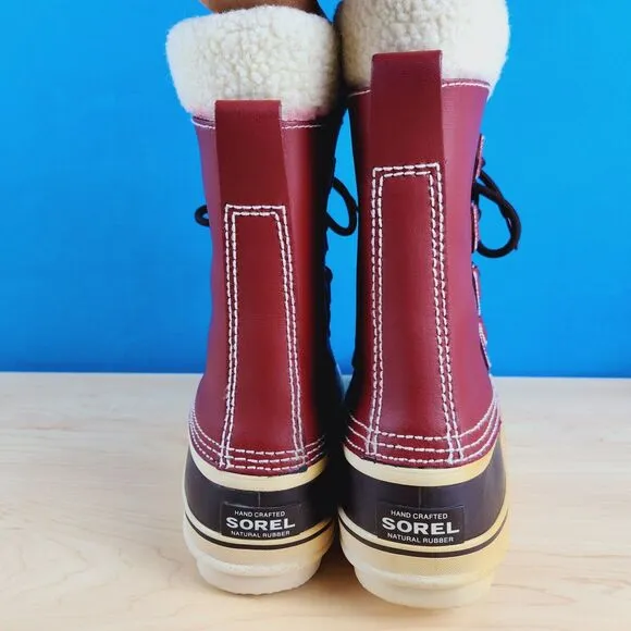 Sorel 1964 Pac Womens Size 7 Snow Boots‎ Red Leather Lined Waterproof lace Boots