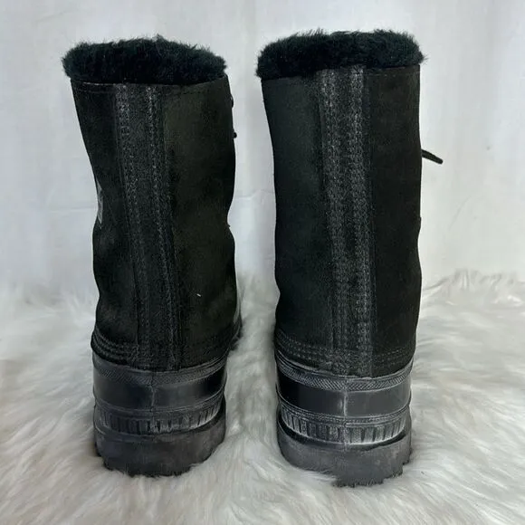 Sorel Black Suede/Rubber Lace Up Snow Boots Sz 10