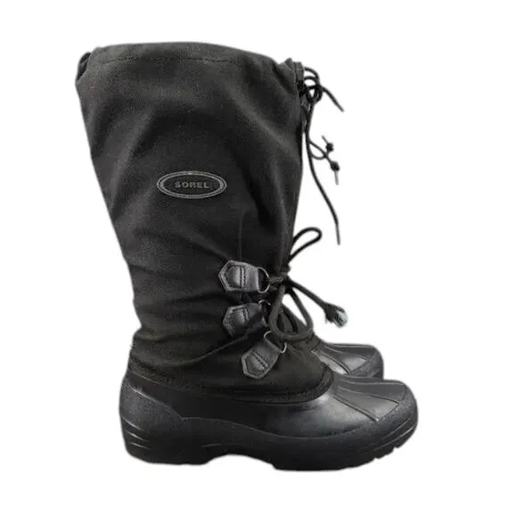 Sorel Boots Womens 7 Snow Winter Tall Lined Black Lace Up Vintage Kaufman Canada