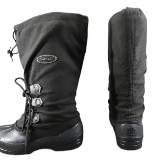 Sorel Boots Womens 7 Snow Winter Tall Lined Black Lace Up Vintage Kaufman Canada