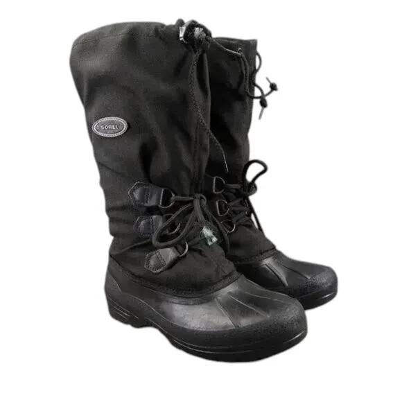 Sorel Boots Womens 7 Snow Winter Tall Lined Black Lace Up Vintage Kaufman Canada