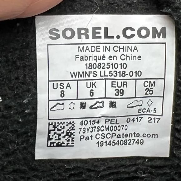 Sorel Boots Womens 8 Black Metallic Slimpack II Winter Snow LL5318-010