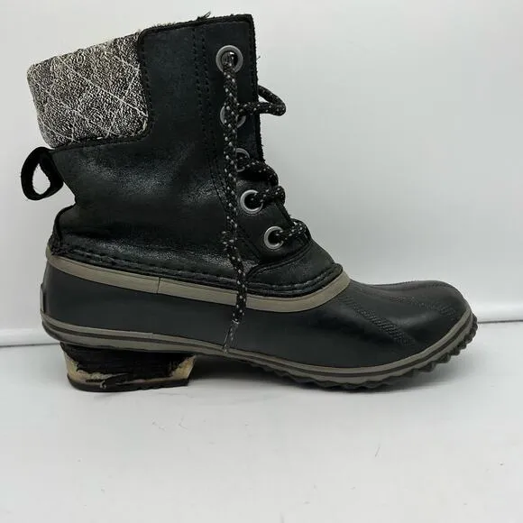 Sorel Boots Womens 8 Black Metallic Slimpack II Winter Snow LL5318-010