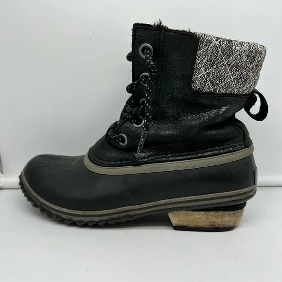 Sorel Boots Womens 8 Black Metallic Slimpack II Winter Snow LL5318-010