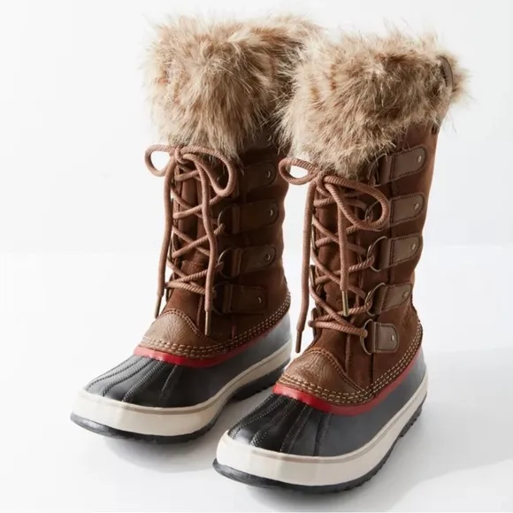 Sorel Brown Joan of Arctic Leather Lace Up Waterproof Winter Boots Womens Sz 8