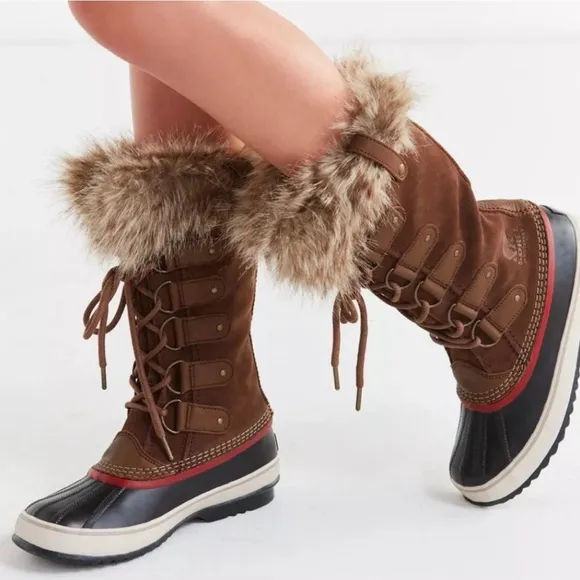 Sorel Brown Joan of Arctic Leather Lace Up Waterproof Winter Boots Womens Sz 8