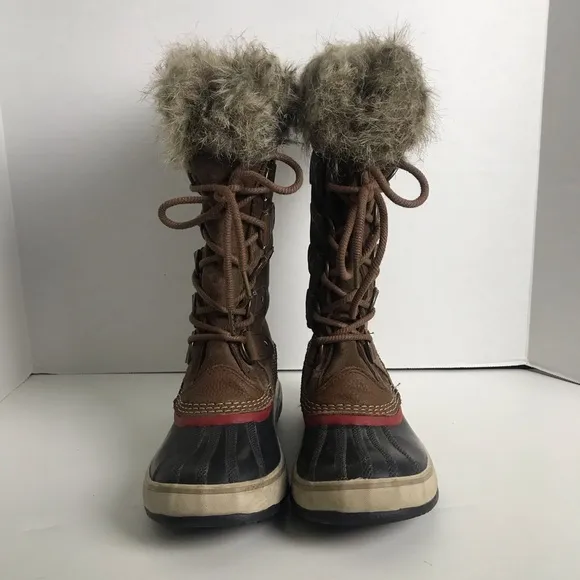 Sorel Brown Joan of Arctic Leather Lace Up Waterproof Winter Boots Womens Sz 8