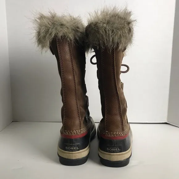Sorel Brown Joan of Arctic Leather Lace Up Waterproof Winter Boots Womens Sz 8