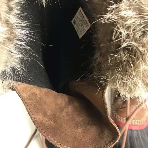 Sorel Brown Joan of Arctic Leather Lace Up Waterproof Winter Boots Womens Sz 8