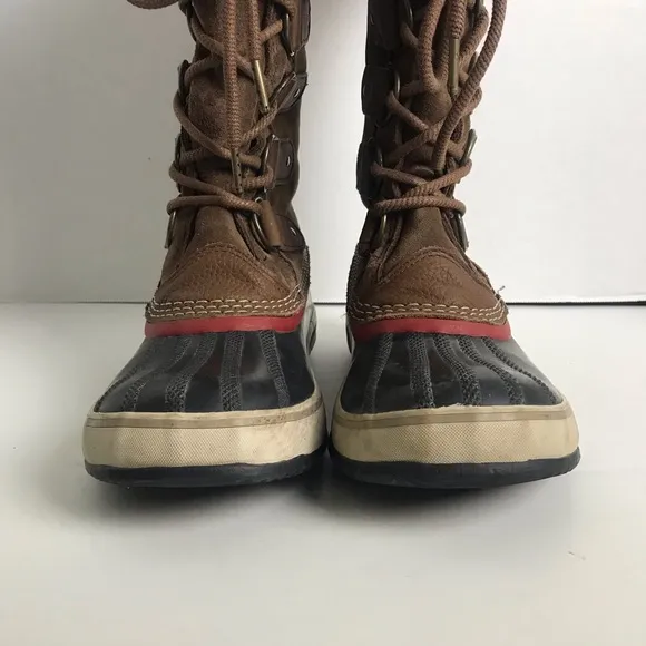 Sorel Brown Joan of Arctic Leather Lace Up Waterproof Winter Boots Womens Sz 8