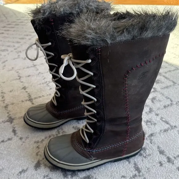 SOREL Cate The‎ Great NL 1927-059 Brown Leather Snow Winter Boots Womens 7