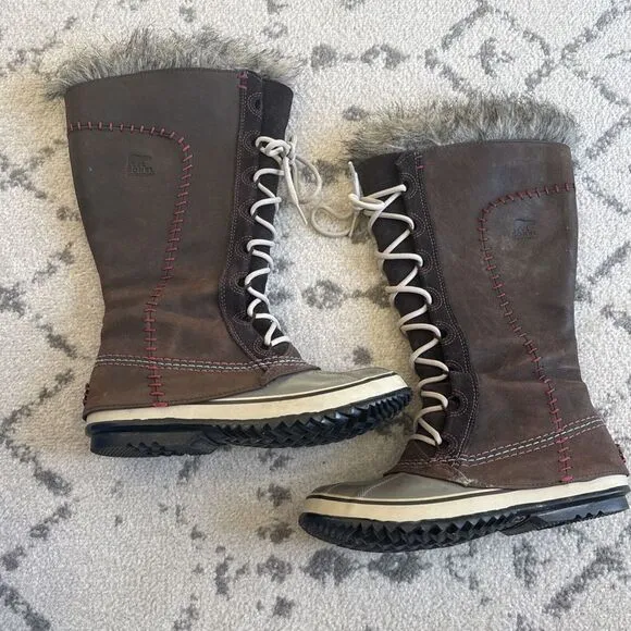 SOREL Cate The‎ Great NL 1927-059 Brown Leather Snow Winter Boots Womens 7