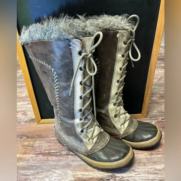 Sorel | Cate the Great Tall Leather Lace Up Snow Boots, Size 7
