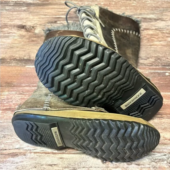 Sorel | Cate the Great Tall Leather Lace Up Snow Boots, Size 7