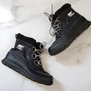 Sorel Explorer Carnival Weather Winter Snow Boots Black Size 6.5