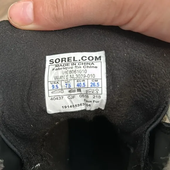 Sorel Explorer Joan Black/Dark Stone Winter Snow Boots Leather Lace Up Fur Lined
