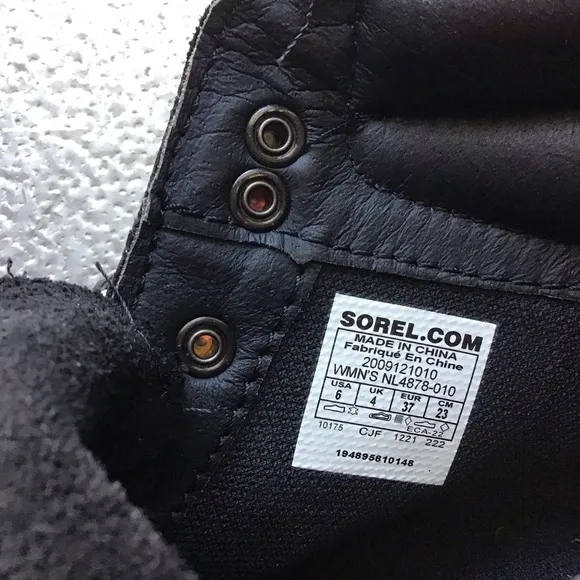 Sorel Hi-Line Waterproof Black Leather Women’s Lace Up Hiking Boots Size 6