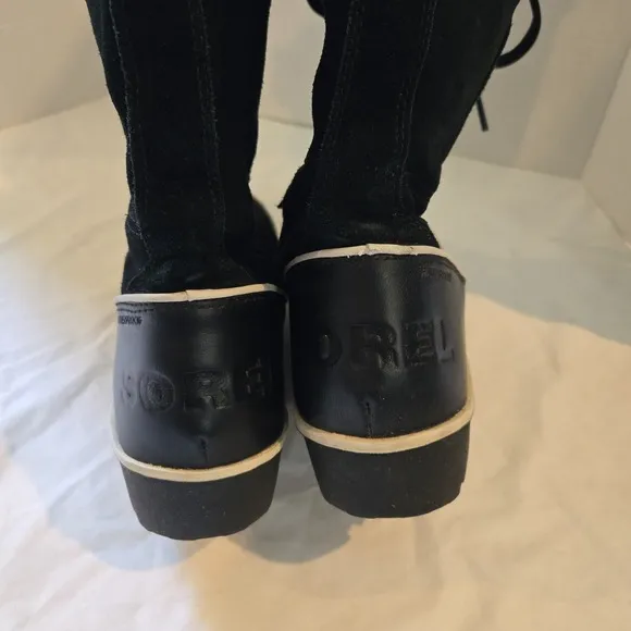 Sorel Joan of Arctic Winter Snow Boots Black Suede NL2093-010 Sz 9 Lace Up