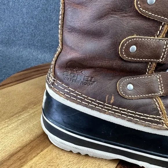 SOREL Joan of Artic Premium Leather Snow Boots Women’s Size 6 Brown