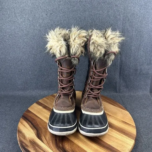 SOREL Joan of Artic Premium Leather Snow Boots Women’s Size 6 Brown
