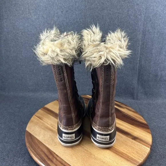 SOREL Joan of Artic Premium Leather Snow Boots Women’s Size 6 Brown