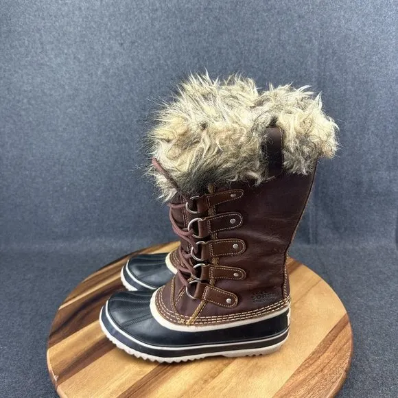 SOREL Joan of Artic Premium Leather Snow Boots Women’s Size 6 Brown