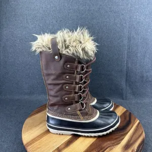 SOREL Joan of Artic Premium Leather Snow Boots Women’s Size 6 Brown