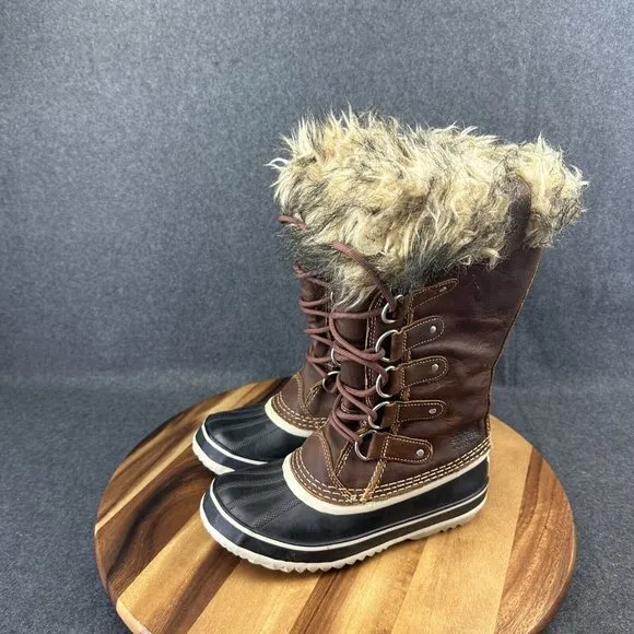 SOREL Joan of Artic Premium Leather Snow Boots Women’s Size 6 Brown