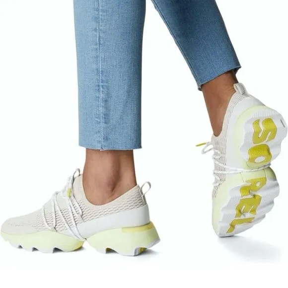 Sorel Kinetic Impact Lace Sneakers Size 6 beige neon yellow